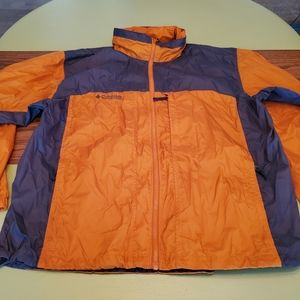 Packable Columbia Rain Jacket Size XL Orange Grey